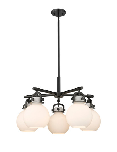 Downtown Urban Five Light Chandelier in Matte Black (405|410-5CR-BK-G410-7WH)