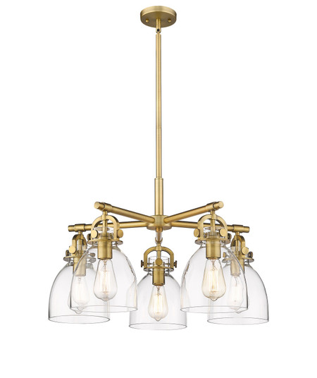 Downtown Urban Five Light Chandelier in Brushed Brass (405|410-5CR-BB-G412-7CL)