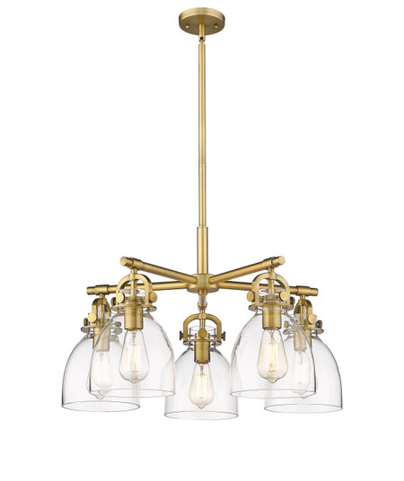 Downtown Urban Five Light Chandelier in Brushed Brass (405|410-5CR-BB-G412-7CL)