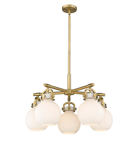 Downtown Urban Five Light Chandelier in Brushed Brass (405|410-5CR-BB-G410-7WH)