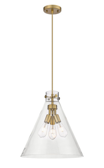 Downtown Urban Three Light Pendant in Brushed Brass (405|410-3PL-BB-G411-18CL)