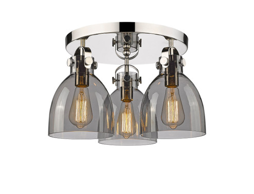 Downtown Urban Three Light Flush Mount in Polished Nickel (405|410-3F-PN-G412-7SM)