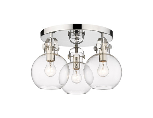 Downtown Urban Three Light Semi-Flush Mount in Polished Nickel (405|410-3F-PN-G410-7CL)