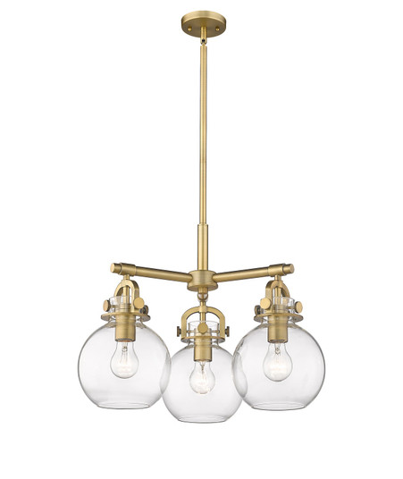 Downtown Urban Three Light Pendant in Brushed Brass (405|410-3CR-BB-G410-7CL)