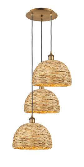 Ballston Three Light Pendant in Brushed Brass (405|113B-3P-BB-RBD-12-NAT)