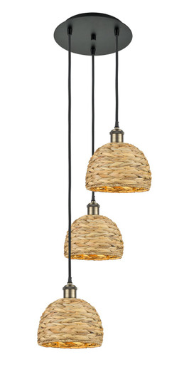 Downtown Urban Three Light Pendant in Black Antique Brass (405|113B-3P-BAB-RBD-8-NAT)