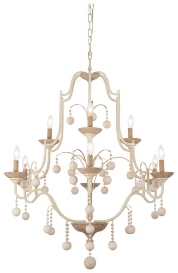 Colonial Charm Nine Light Chandelier in White Wash (7|2669-717)