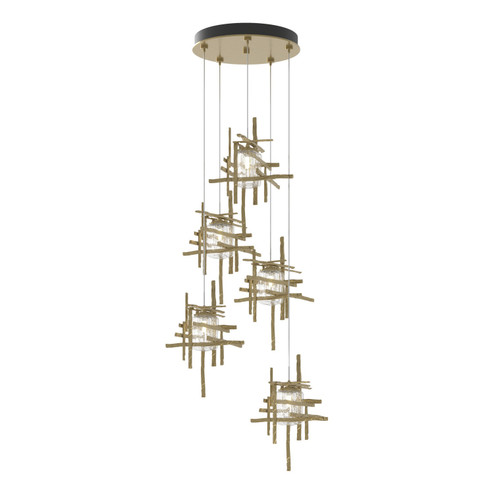 Tura Tura 5-Light Seeded Glass Pendant in Modern Brass (39|131126-SKT-STND-86-II0728)