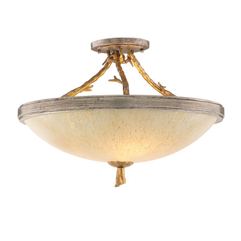Parc Royale Three Light Semi Flush Mount in Vintage Gold Leaf (68|66-33-VGL/SSL)