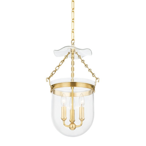 Rousham Three Light Lantern in Aged Brass (70|MDS1601-AGB)