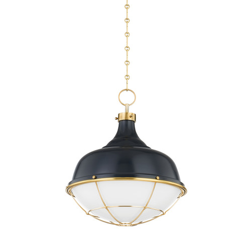 Holkham One Light Pendant in Aged Brass/Darkest Blue (70|MDS1502-AGB/DBL)