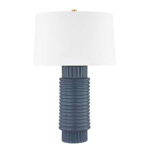 Broderick One Light Table Lamp in Aged Brass/Grey Blue Reactive Ceramic (70|L1956-AGB/CGR)