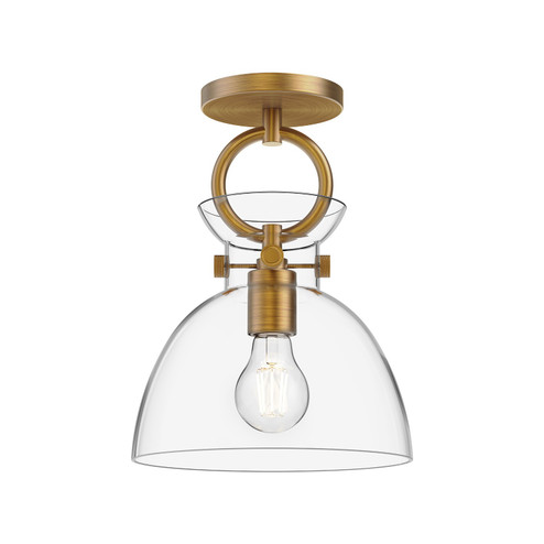 Waldo One Light Semi-Flush Mount in Aged Gold/Clear (452|SF411809AGCL)