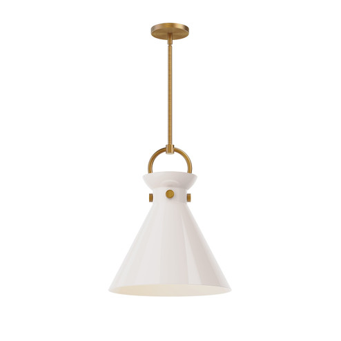 Emerson One Light Pendant in Aged Gold/Glossy Opal Glass (452|PD412514AGGO)