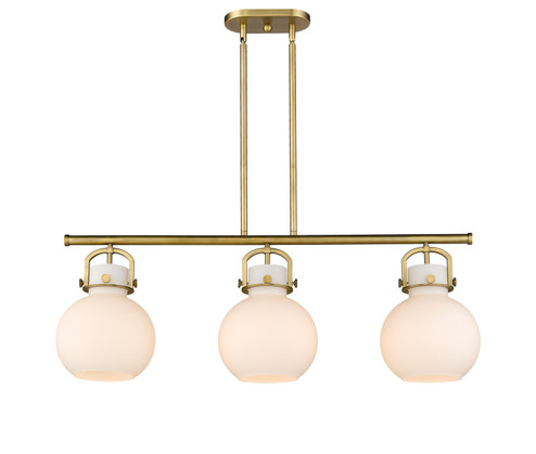 Downtown Urban Three Light Island Pendant in Brushed Brass (405|410-3I-BB-G410-10WH)