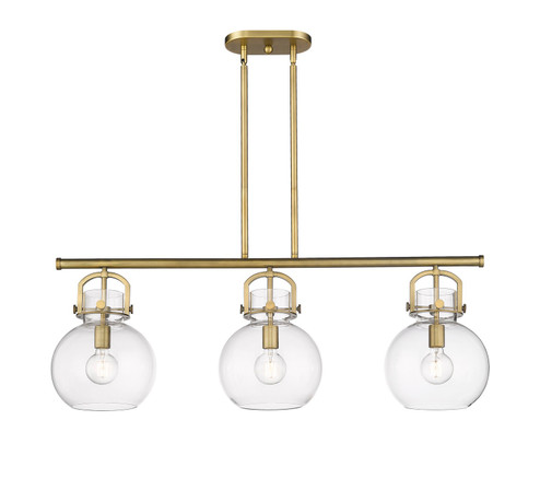 Downtown Urban Three Light Island Pendant in Brushed Brass (405|410-3I-BB-G410-10CL)
