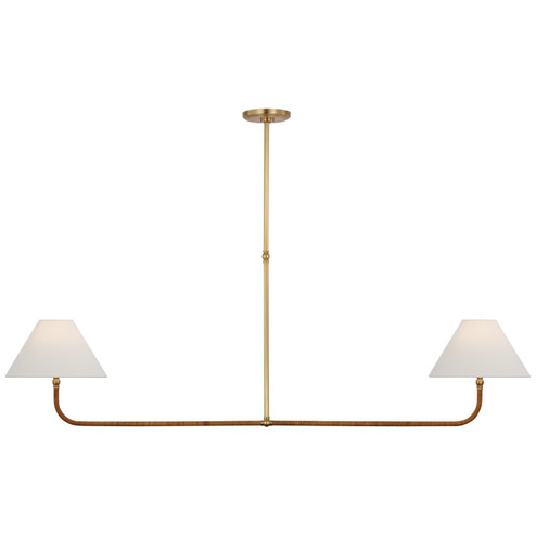 Basden LED Linear Chandelier in Antique-Burnished Brass and Natural Rattan (268|CHC 5087AB/NRT-L)