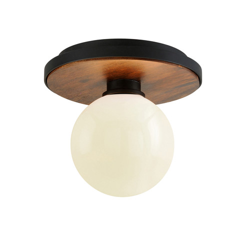 Cadet One Light Flush Mount in Black And Natural Acacia (67|C7640-SBK)