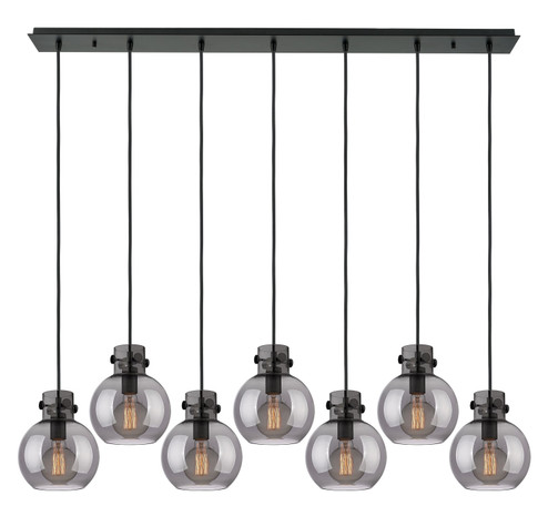 Newton Nine Light Linear Pendant in Matte Black (405|127-410-1PS-BK-G410-8SM)