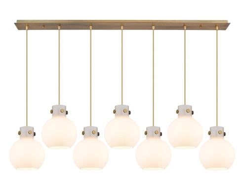 Newton Five Light Linear Pendant in Brushed Brass (405|127-410-1PS-BB-G410-8WH)
