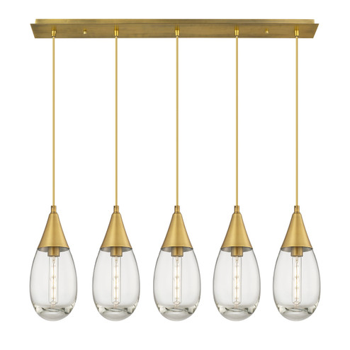Downtown Urban Five Light Linear Pendant in Brushed Brass (405|125-450-1P-BB-G450-6CL)