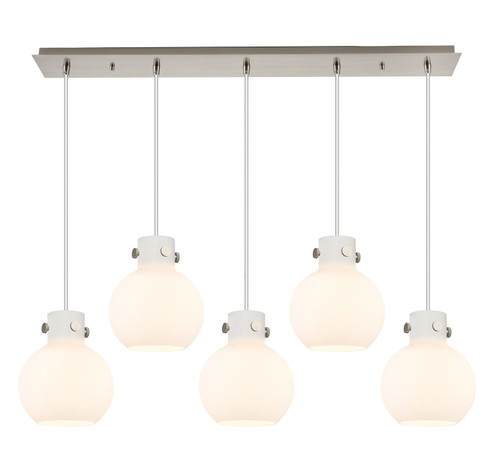 Newton Six Light Linear Pendant in Brushed Satin Nickel (405|125-410-1PS-SN-G410-8WH)