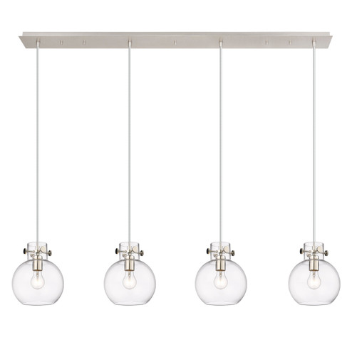 Newton Four Light Linear Pendant in Polished Nickel (405|124-410-1PS-PN-G410-8CL)