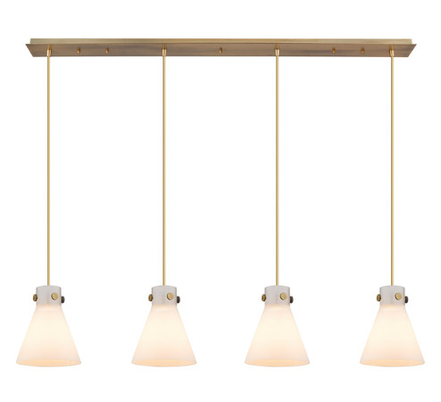 Downtown Urban Four Light Linear Pendant in Brushed Brass (405|124-410-1PS-BB-G411-8WH)