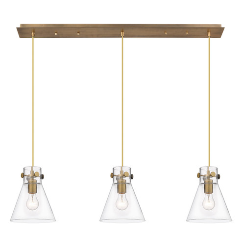 Downtown Urban Three Light Linear Pendant in Brushed Brass (405|123-410-1PS-BB-G411-8CL)