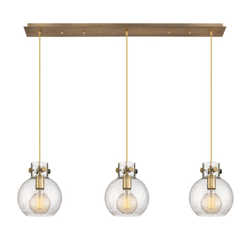Newton Three Light Linear Pendant in Brushed Brass (405|123-410-1PS-BB-G410-8SDY)