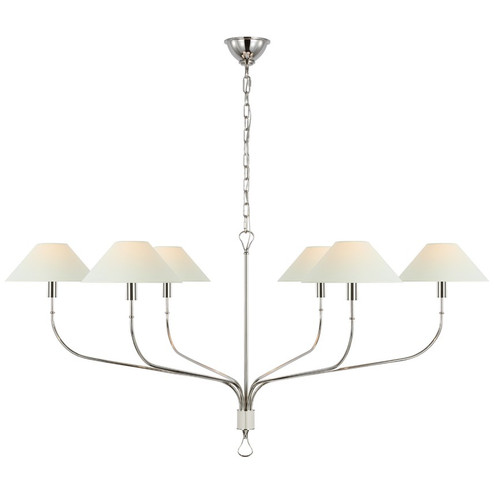 Griffin LED Chandelier in Polished Nickel and Parchment Leather (268|AL 5006PN/PAR-L)