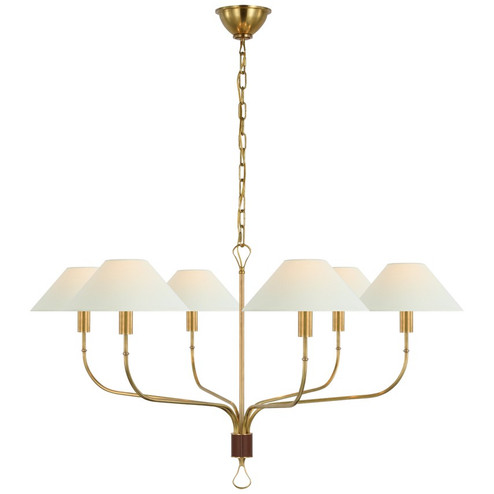 Griffin LED Chandelier in Hand-Rubbed Antique Brass and Saddle Leather (268|AL 5005HAB/SDL-L)