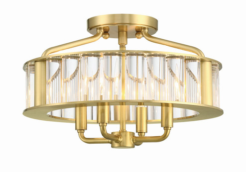 Farris Four Light Semi Flush Mount in Aged Brass (60|FAR-6000-AG)
