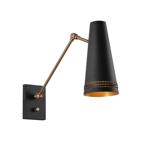 Brickell One Light Wall Sconce in Matte Black/Hazelnut Leather (452|WV342105MBHL)