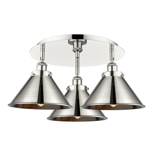 Ballston Urban Three Light Semi-Flush Mount in Polished Nickel (405|916-3C-PN-M10-PN)