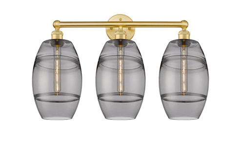 Edison Three Light Bath Vanity in Satin Gold (405|616-3W-SG-G557-8SM)