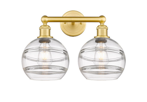 Edison Two Light Bath Vanity in Satin Gold (405|616-2W-SG-G556-8CL)