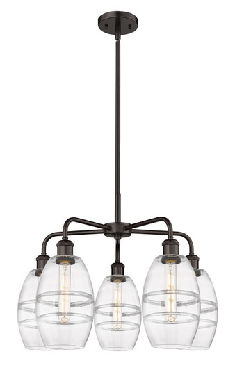 Downtown Urban Five Light Chandelier in Oil Rubbed Bronze (405|516-5CR-OB-G557-6CL)
