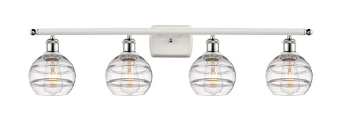 Ballston Four Light Bath Vanity in White Polished Chrome (405|516-4W-WPC-G556-6CL)