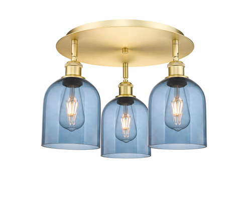 Ballston Three Light Flush Mount in Satin Gold (405|516-3C-SG-G558-6BL)