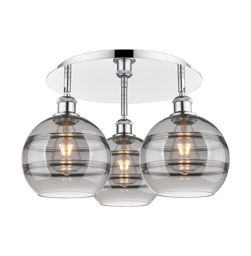 Ballston Three Light Flush Mount in Polished Chrome (405|516-3C-PC-G556-8SM)