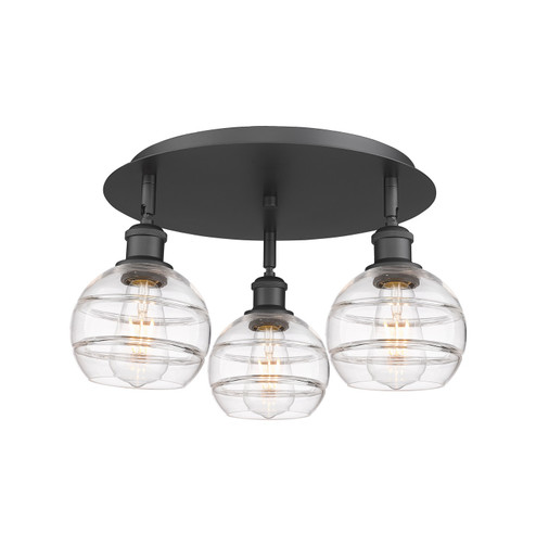 Ballston Three Light Semi-Flush Mount in Matte Black (405|516-3C-BK-G556-6CL)