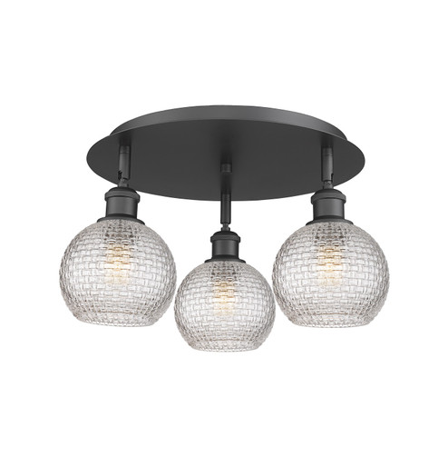 Ballston Three Light Flush Mount in Matte Black (405|516-3C-BK-G122C-6CL)