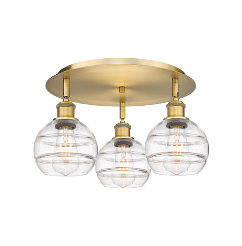 Ballston Three Light Semi-Flush Mount in Brushed Brass (405|516-3C-BB-G556-6CL)