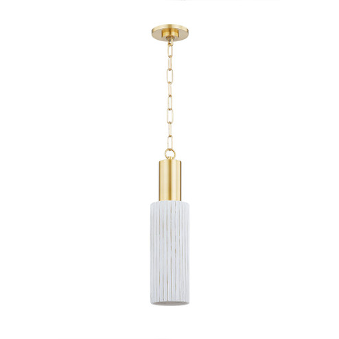 Corissa One Light Pendant in Aged Brass/ Ceramic Whitewash Bisque (428|H830701-AGB/CWB)