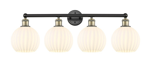Edison Four Light Bath Vanity in Black Antique Brass (405|616-4W-BAB-G1217-8WV)