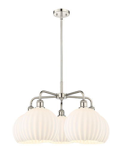 Downtown Urban LED Chandelier in Polished Nickel (405|516-5CR-PN-G1217-10WV)