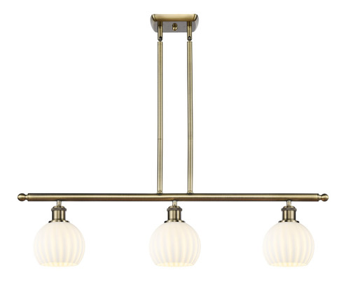 Ballston Three Light Island Pendant in Antique Brass (405|516-3I-AB-G1217-6WV)