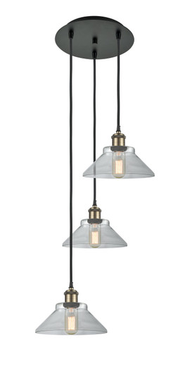 Ballston Three Light Pendant in Black Antique Brass (405|113B-3P-BAB-G132)