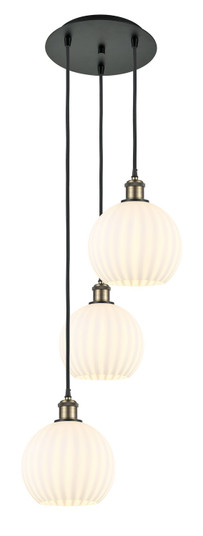 Ballston Three Light Pendant in Black Antique Brass (405|113B-3P-BAB-G1217-8WV)